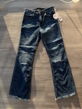 Joe's Jeans Indigo Flare Jeans with Knee Slits